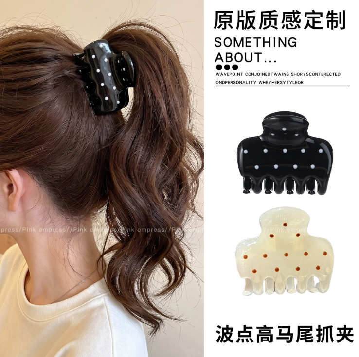 2026 New Sweet Polka Dot Medium Hair Claw Clips For Ladies With Thin Hair